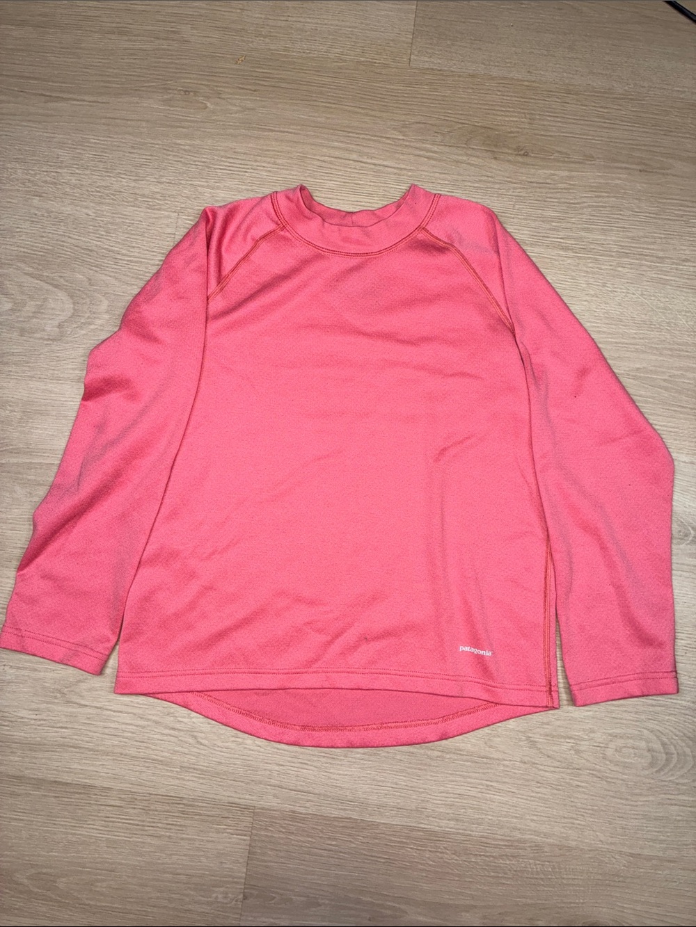 Patagonia Girl’s M/10 Coral-Pink Long Sleeve Capilene Performance Tee